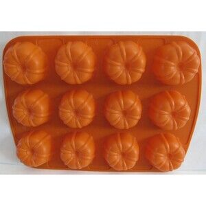 12 Cup Muffin Cupcake Bundt Shaped Silicone Mold Baking Tray Orange